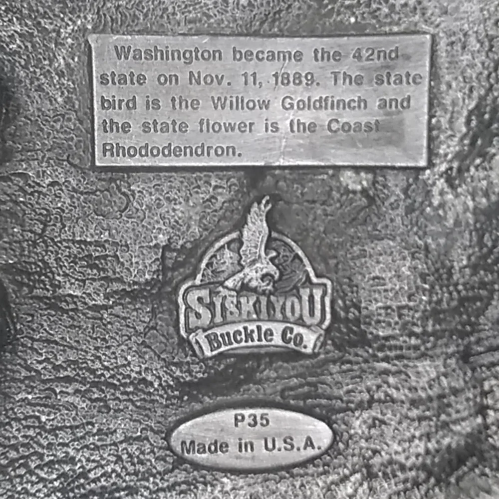 Vintage 1988 Siskiyou Washington State Pewter Buckle (P35)